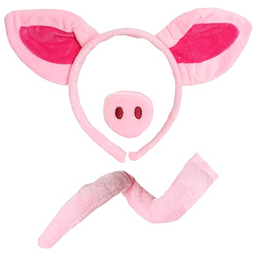 I LOVE FANCY DRESS Schwein KOSTÜM-ZUBEHÖR Set - ROSA SCHWEINEOHREN AN Stirnband, KÜNSTLICHER SCHWEINENASE UND Schwein Schwanz - EINHEITSGRÖẞE FÜR DIE MEISTEN Erwachsenen