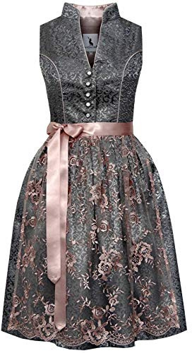 Alpenmärchen Midi Dirndl aus Exklusiver Kollektion inkl. Spitzenschürze Gr.32-54 - ALM650