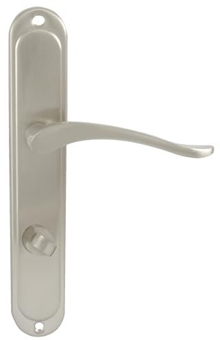 domino Türgriff 78 Drückergarnitur WC - Badezimmer Set Links & Rechts Türbeschlag für WC/Badezimmertüren L-Form Türbeschläge aus Aluminium Nickel Türdrückergarnitur BALLEN M9