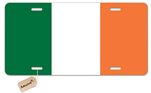 Amcove License Plate Irish Flag Decorative Car Front License Plate,Vanity Tag,Metal Car Plate,Aluminum Novelty License Plate for Men/Women/Boy/Girls Car,6 X 12 Inch