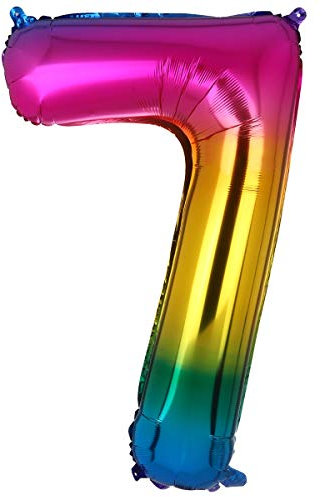 100CM Riesen Regenbogen Zahl 7 Folien Luftballons Number Mylar Helium Zahlenballon Hochzeit Geschenk-Deko Einhorn Geburtstag Party Dekoration für Mädchen Junge
