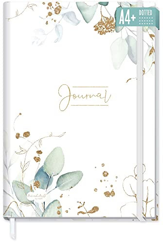 paper&you® Dotted Journal A4+ mit Gummiband Blattgold 156 Seiten, Notizbuch gepunktet, Skizzenbuch, Tagebuch - nachhaltig & klimafreundlich