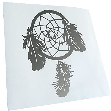 Kiwistar - Autoaufkleber - Silber - 24x18cm Traumfänger - Indianer - Western - Heckscheibe Auto Aufkleber wetterfest für Kfz LKW Mofa Truck - Sticker außen selbstklebend Tuning Zubehör für Fenster