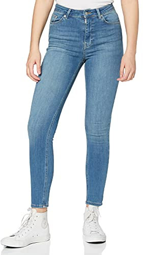 NA-KD Skinny High Waist Jeans, Azul (Mid Blue), 36 para Mujer