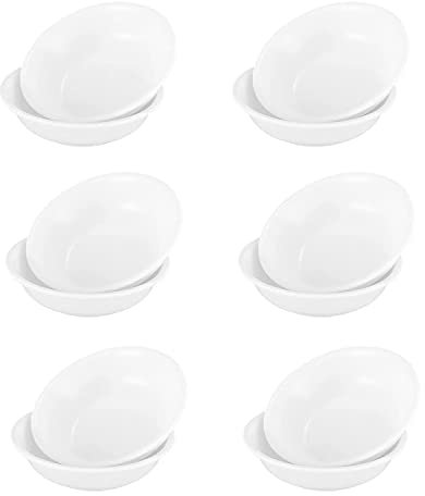 STOUCLA Cuencos redondos para salsas, cuencos aperitivos,platos postre,platos pequeños,12 unidades, para aperitivos, sushi, salsa de soja, especias, guarniciones, frutas y aperitivos, color blanco