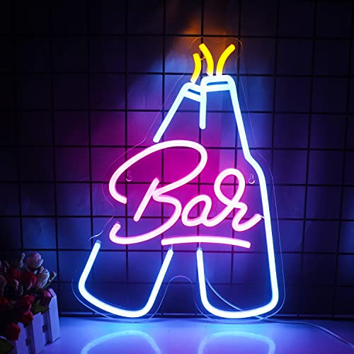 Wanxing Bar Neon Schild Bar Neonlicht Schriftzug Leuchtreklamen,Beer Neon Sign Mehrfarbige Bar Neon Light für Wanddekoration,LED Schilderlicht mit USB-Stromversorgung für Hausbar,Club,Bistro,Party