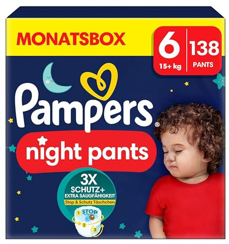Pampers Night Pants Größe 6, 138 Windeln, 13kg+, Pampers Night Pants Bieten Zusätzlichen Schutz Für Die Ganze Nacht