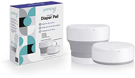 PurePail Go Portable Windeleimer – Weiß – hervorragende Geruchskontrolle ohne zusätzlichen Duft – zusammenklappbar für unterwegs – kompakt und platzsparend