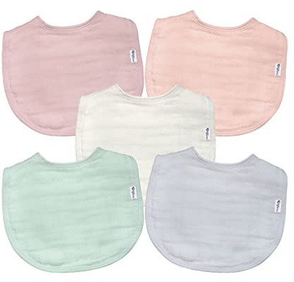 green sprouts Absorbent Organic Cotton Muslin Bibs, 0-12mo Hypoallergenic, STANDARD 100 by OEKO-TEX Certified, Tested for Hormones