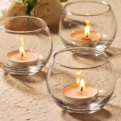 Volens 24PCS Clear Votive Candle Holders for Table Centerpieces, 2''×2'' Round Glass Tealight Candle Holders Bulk for Wedding Decor and Home Decorations