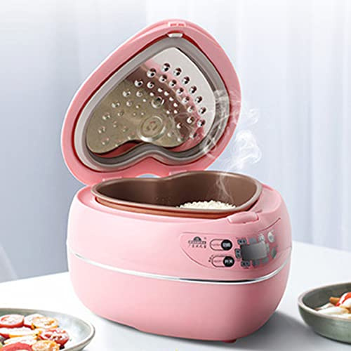 Smart 300W Rice Cooker 1.8L - Portable 6 In 1 Rice Cooker With Preset Timer And Thermostat - Peach Heart Shape Design - Perfect For Cooking Rice, Soup, Porridge