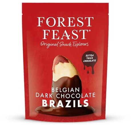 FOREST FEAST Belgian Dark Chocolate Brazil Nuts 1kg | Natural Gluten Free Snack Coated in Dark Chocolate, High Protein, Chocolate Covered Brazil Nuts, Whole Brazil Nuts