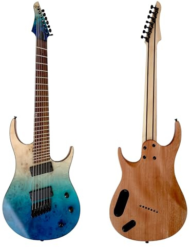 Alljita Handgefertigte Generation Pro Fächerbund 7 Saiten E-Gitarre Quilt Maple Top Humbucker High Output 24 Bund Standard Full Size Gitarre