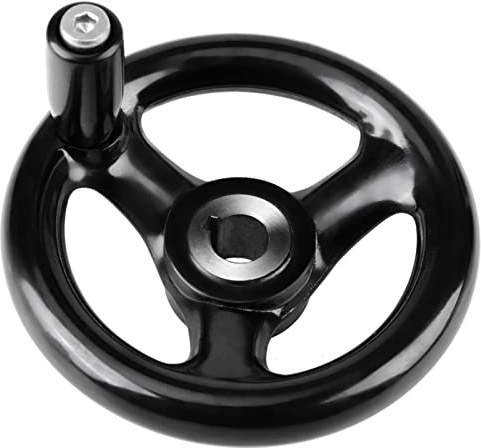 Schwarz Rund 3 Speichen Handrad, Handrad mit Drehgriff für Drehmaschine Fräsmaschine, Durchmesser Rund Stahl Handrad für Drehmaschine Fräsen, 12 * 100mm