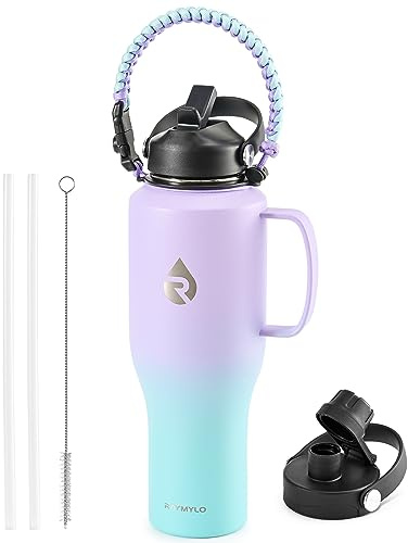 Insulated Tumbler 1.2L (Cold for 48 Hrs), Stainless Steel Water Bottle with Handle & Straw Lid & Paracord Handle, Triple Wall Vacuum Leakproof Travel Mug, Fit in Any Car Cup Holder
