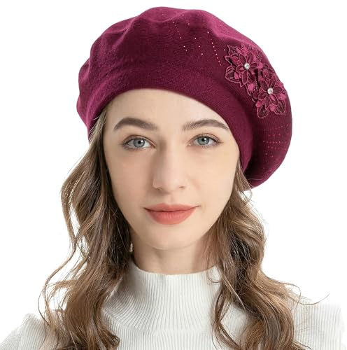 ZLYC Baskenmütze für Damen, französisch, wendbar, Kaschmir, Baskenmütze