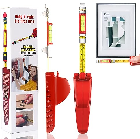GCXIXPY All in One Picture Hanging Tool Kit with Level, Portable Picture Leveling, Picture Hanging Level for Hang Pictures, Mirrors, TVs