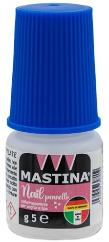 Mastina Colla Professionale per Unghie con Pennello 5g, Adesivo istantaneo Super-Preciso e Duraturo, Ideale per Unghie Naturali e Finte, Prodotto di qualità per Nail Art e Decorazione Unghie