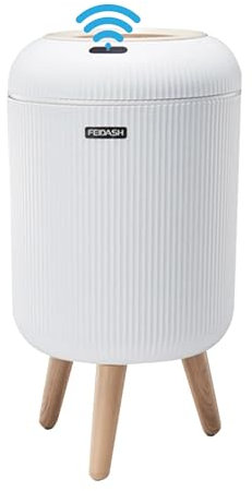 Feidash Pattumiera automatica intelligente da 10 litri per bagno | Design sottile con coperchio | Pattumiera in plastica | Sensore attivato (bianco)