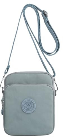 FAVORTALK Small Cross Body Bag Women - Crossbody Bags Blue Lightweight Multi Pocket Handbag with Zipper with Three Layers for Cellphone Key Card Portable - B36514