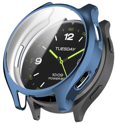 FTRONGRT Fodral till Xiaomi Watch 2, mjuk TPU-plätering allomfattande skydd klockfodral, stötsäkert, fodral för Xiaomi Watch 2 Smartwatch. Blå