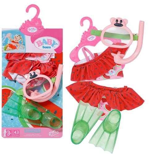 BABY born Tauchspaß 43cm, Schnorchelset mit Bikini, Taucherbrille und Schwimmflossen für 43cm Puppen, 836996 Zapf Creation, Rosa