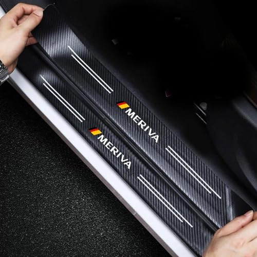 4 Stück Auto Einstiegsleisten Schutz Aufkleber für Opel Meriva, Kohlefaser Türschweller Trittschutz Lackschutzfolie (Meriva)