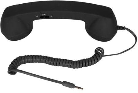 Denash Retro Mobile Telephone Handset, USB C Vintage Wired Cell Phone Handset with 3.5mm Jack, Handheld Laptop Headphones Computer Headset for Comfortable Calling (Black)