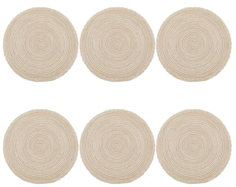6er Set Gewebtes Platzsets, 30cm Natürlichem Geflochten Platzsets, Tischsets Abwaschbar Geflochten Platzdeckchen Hitzebeständig für Esszimmer und Couchtisch