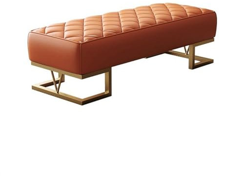 XXAD553TY Polsterbank Schuhbank for den Eingangsbereich, Umkleidekabine, Fußbank, Sofabank aus PU-Leder, Schlafzimmer-Nachtbank Gepolstert Sitzbank(Orange,120 * 45 * 42)