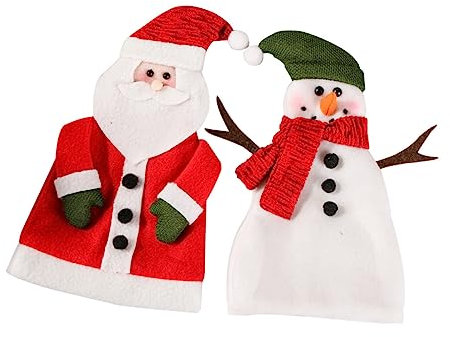 WATIIFUFU Weihnachtsdekorative Weinflasche Roter Flanell Weihnachtsmann-schneemann-stil Für Zuhause Restaurant Bar Büro Dekoration