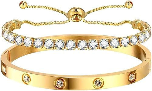 TOFBS Braccialetti Donna Cristallo Cubico Rigido Elegante Lussuoso Tennis Bracciale Gioielli Matrimonio Cerimonia Accessori
