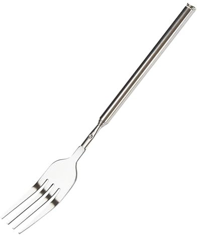 KGDUYC 1 Pieza Tenedor Retráctil de Acero Inoxidable - Tenedor Extensible Telescópico 63 cm Largo Extensible Cena Fruta para Tostar Barbacoa Cena Fruta Postre