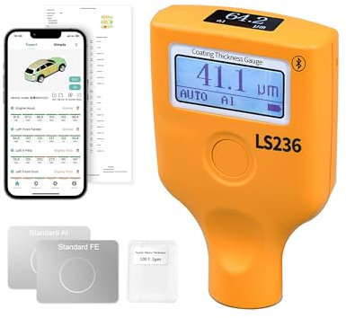 WapoRich Coating Dikte Meting Lackmessgerät Auto LS-236, Dual-Display mit Leserotation 0,0-3500 μm, für Eisen, Aluminium und Nichtmetalle(Rubin)