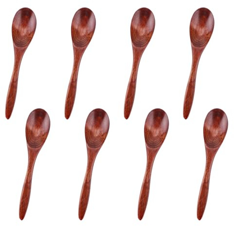 8pcs Petites Cuillères en Bois, 14,5cm Ustensiles de Service en Bois pour La Cuisine Cuillères à Miel pour Le Thé Cuillères à Manger en Bois pour Le Miel Le Thé Le Café Les Desserts