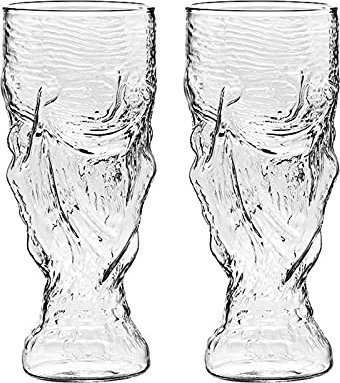 HEAGER El vaso de cerveza, Vasos de cerveza grandes, jarras de vidrio de 12 onzas, juego de vasos de cerveza clásicos, ideal for familias y fiestas, paquete de 2 jarras de cerveza