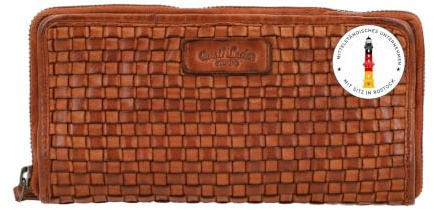 Gusti Geldbörse Leder - Reeva Portemonnaie Geldbeutel Kartenetui Vintage Flechtmuster Damen Braun Leder