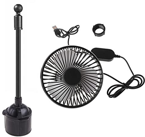 YHAILI 12,7 cm Porte-gobelet de voiture rotatif col de cygne grand ventilateur USB 3 vitesses pour SUV camion