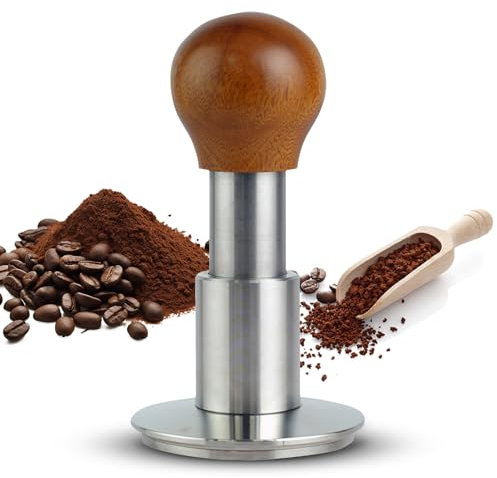 YIWEOG 58.5mm Coffee Tamper Adjustable 30lbs Pressure Coffee Powder Leveler Impact Espresso Tamper Distribution Tool with Sound Feedback 304 Stainless Steel Flat Base Ergonomic Handle