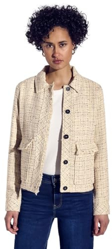 STREET ONE A212611 kort bouclé-jacka, bomull beige, 40, Bomull beige, 40