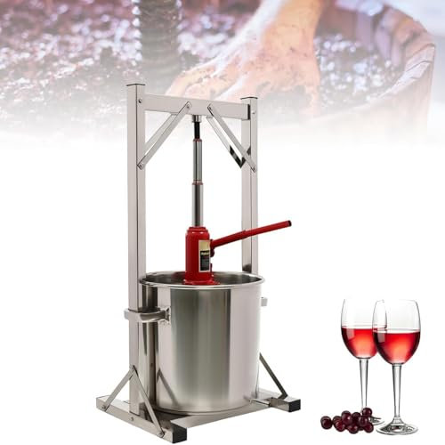 Pressoir à Fruits Hydraulique, Acier Inoxydable 12/22 L, Presse à Miel Manuelle, Presse à Raisins à Cidre, Vin, Fruits, Légumes, Fabrication de Jus, Fournitures et équipements de Bricolage,22L