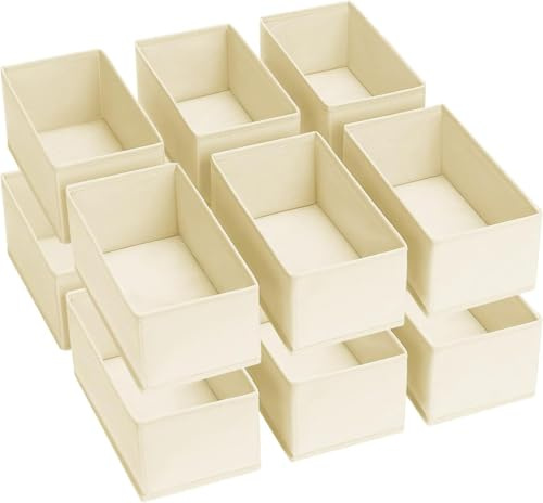 DIMJ Schubladen Organizer Kleiderschrank Organizer - Schrank Organizer Stoff Unterwäsche Organizer, Drawer Organizer Faltbare für Baby Kleidung, Hosen, Kinder Socken, 12 Stück (Hellbeige)