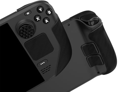 playvital Grip Manette pour Steam Deck OLED Console Accessoires avec Capuchon Joystick & Sticker Bouton Arrière & Autocollants Pavé Tactile & Gâchette,Skin Antidérapant pour Steam Deck LCD-Noir