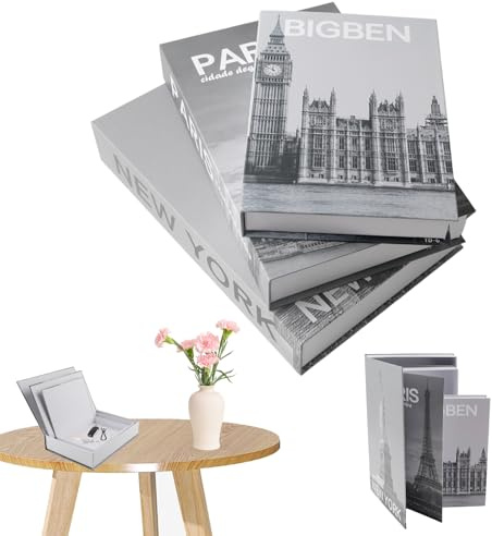 Dekorative Bücher für Heimdekor 3er Set Aufbewahrungsbox Fake Books Deko | Buch Aufbewahrungs Box Wohnkultur Nesting Buchbox Stapeln Buchattrappe für Wohnkultur, Büro, Wohnzimmer, Regal Deko Display