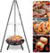TLSUNNY Barbecue Pivotant avec Brasero, Barbecue Trépied avec Chaîne, Barbecue Charbon de Bois, Réglable en Hauteur de 200 cm, Ø68 cm Brasero avec Poignée, Foyer Extérieur pour Griller et Chauffer