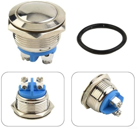 19 mm Momentaner Druckknopfschalter für Boote, Edelstahl-Konstruktion, IP67 wasserdicht, 30 A/12 V Gleichstrom, Schraubklemme