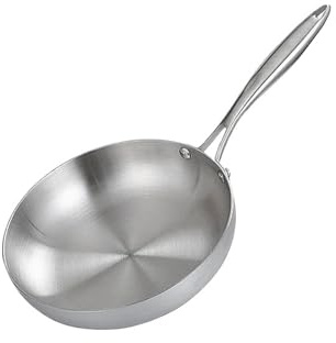 NFEKLFI padella acciaio inox Padella antiaderente in acciaio inossidabile for friggere bistecche, pentolame da cucina non rivestito, adatto a fornelli a gas e a induzione(22cm)