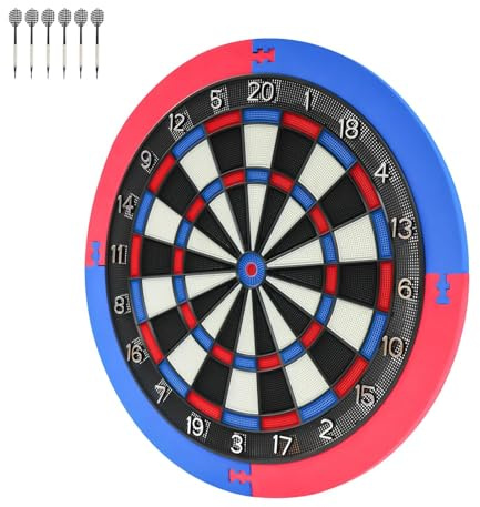Professionelle Dartscheibe mit Schallschutz und Wabenkern, Inkl. Schutzring & 6 Darts, Wandmontage, 4 cm Dicke für Präzision für Zuhause, Bar und Büro