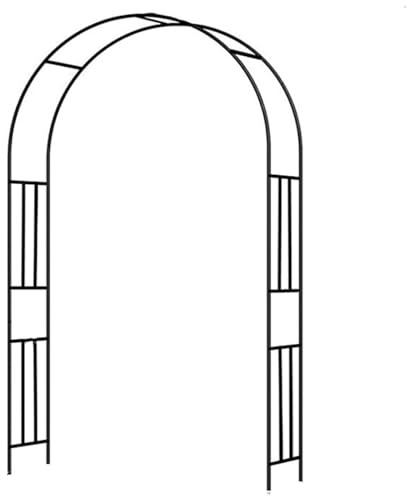 Arco da giardino in metallo Pergolato in ferro nero, Elegante decorazione nuziale a traliccio floreale for il percorso del giardino, l'arredamento del patio e cortile(W240xH240cm)