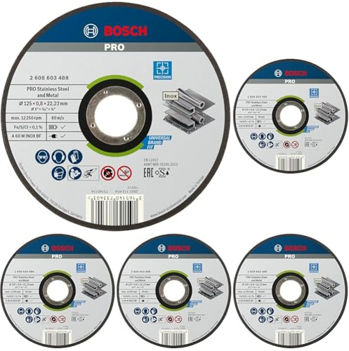 Bosch Accessories 2608603488 Disque à tronçonner à moyeu plat best for inox rapido A 60 W inox BF 125 mm 0,8 mm Gris (Lot de 5)